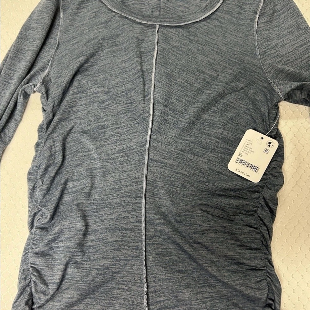 Free People FP Movement Right On Run Long Sleeve Shirt Black & Blue XSmall XS